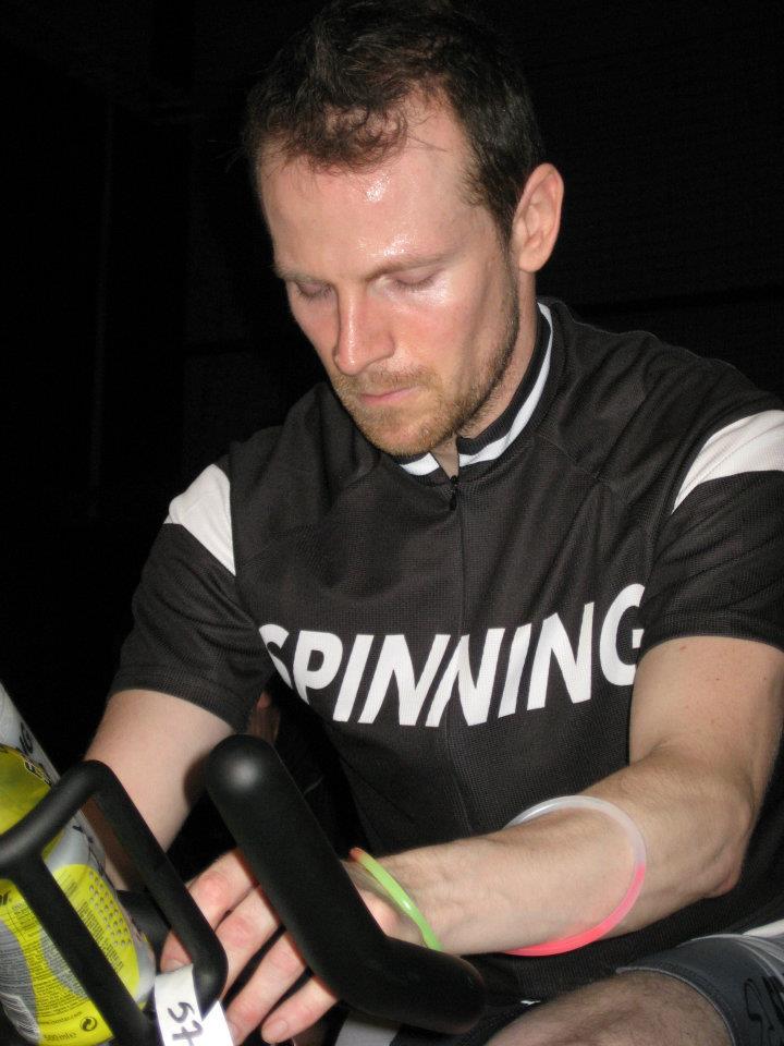 Brian Greene in a contemplative mode on the bike